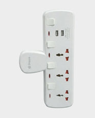 Sirocco 3 Way Universal Electrical Outlet Extender with 2 USB Ports | 2500W Max Load | Individual Switches | LED Power Indicator | Ideal for Home and Office | WT3313 - White