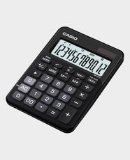 CASIO Mini Desk Calculator | 12-Digit Extra Large Display | Solar and Battery Powered | Tax and Profit Margin Calculation | Currency Exchange Function | MS-20NC-BK-S-DC - Black
