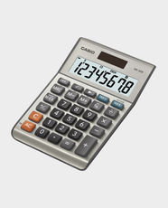CASIO Mini Desk Calculator | 8-Digit Display | Solar and Battery Powered | Tax Calculation and Currency Exchange Function | MS-80B-W-DH - Silver