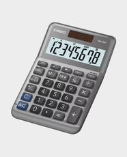 CASIO Mini Desk Calculator | 8-Digit Extra Large Display | Solar and Battery Powered | Independent Memory | Tax Calculation and Currency Exchange Function | MS-80F-W-DP - Grey