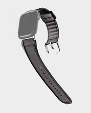 Blupebble Leathrix Leather Strap for Apple Watch 42/44/45/49mm | Soft Silicone Interior | BP-LEATHRIX-BK – Black