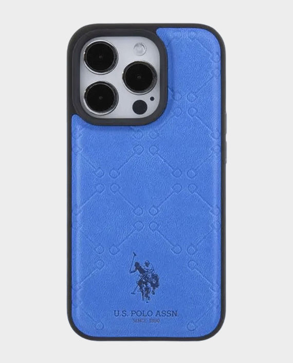 U.S. Polo iPhone 15 Pro Max PU Leather HS Pattern Case - Blue
