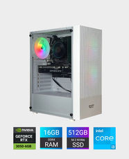 Pre-Built Gaming PC with Intel Core i3-14100F 3.5 GHz 4-Core | PNY GeForce RTX 3050 6GB | 16GB Crucial DDR4 3200MHz | 512GB Lexar NVMe SSD | DeepCool 500W 80+ PSU