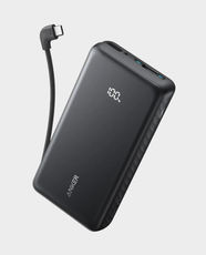 Anker Zolo 20000mAh Power Bank with Built-In USB-C Cable | 22.5W Fast Charging | Durable Cable 10,000+ Bends | Charge 3 Device | Compatible with Smartphones, Tablets, Earbuds, Smartwatches, Fitness Bands | A110EH11 - Black