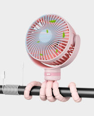 Momcozy Portable Stroller Fan | 4 Speed Modes | 2 Lighting Modes | 8000mAh Battery | USB Charging | Ideal for Home and Travel - Pink