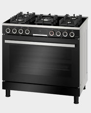 Bosch Series 8 90cm Ceramic Gas Cooktop | 147L XXL Oven | 5 Gas Burners | Full Catalytic Cleaning | Full Safety | Rotisserie | HJY5G7V60M - Black