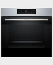 Bosch Built-in Electric Oven | 76L Capacity | 60cm Stainless Steel | 8 Heating and Combination Modes | 30 Automatic Programmes | EcoClean Direct | Telescopic Rails | Soft-Close Door | HJG852YS0M - Black