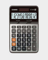 CASIO Desktop Calculator | 12-Digit Extra Large Display | Solar and Battery Powered | Independent and Grand Total Memory | Mark-Up | Basic Calculation | Regular Percent | AX-120B-W-DC - Grey and Black