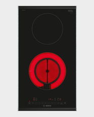 Bosch Series 6 30cm Domino Ceramic Hob | DirectSelect Touch Control | Built-in Electric Cooktop | 2 Cooking Zones | 17 Power Levels | Power Boost | ReStart Function | Child Lock | Black Ceramic Glass | PKF375FP2E - Black