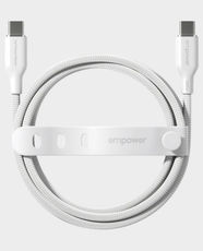 Empower by PanzerGlass Racing USB-C to USB-C Cable | 240W Power Delivery | 2 Meter Length | Soft Touch Design | Tested 30,000 Bends - Silver White