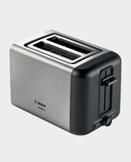 Bosch DesignLine 2-Slice Stainless Steel Toaster | Integrated Warming Rack | Defrost and Warm-Up Function | Automatic Bread Centering | High-Lift and Auto Shut-Off | 970 W Connection Rating | TAT3P420GB