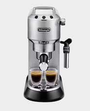Delonghi Dedica Style Pump Espresso Machine | 1300W Power | 1.1L Water Tank | 15 Bar Pump Pressure | Removable Drip Tray | Water Level Indicator | Compatible with ESE Pods | EC685.M - Silver