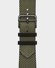 Apple Watch Hermes 45mm Toile H Strap | Hermès’ Signature Checked Canvas Pattern | Stainless Steel Buckle - Vert/Noir