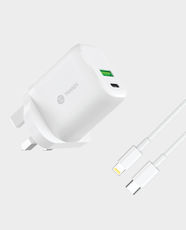 Trands 30W Travel Charger | Power IQ Technology | PD and QC 3.0 Fast Charging | Smart Chip Protection | Portable and Lightweight Design | Includes 1m Type-C to Lightning Cable | TR-PC599 - White