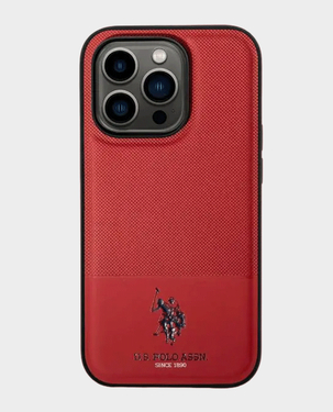 U.S. Polo iphone 15 Pro Pu Leather Mesh Pattern Dh Case (Red) in Qatar