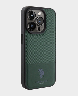 U.S. Polo iphone 15 Pro Pu Leather Mesh Pattern Dh Case  (Green)