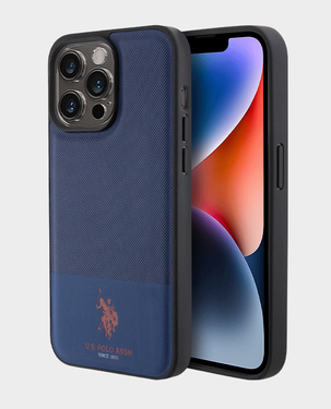 U.S. Polo iphone 15 Pro Pu Leather Mesh Pattern Dh Case (Navy)