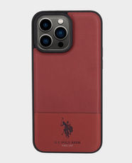 U.S. Polo iphone 15 Pro Max Pu Leather Mesh Pattern Dh Case - (Red)