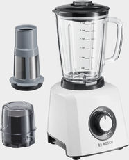 Bosch Blender 600W | 1.5L ThermoSafe Glass Beaker | 5 Speed Settings | Pulse Function | Ice Proof Mixing Beaker | Wave-Cut 4-Wing Blades | MMB33G5BGB - White