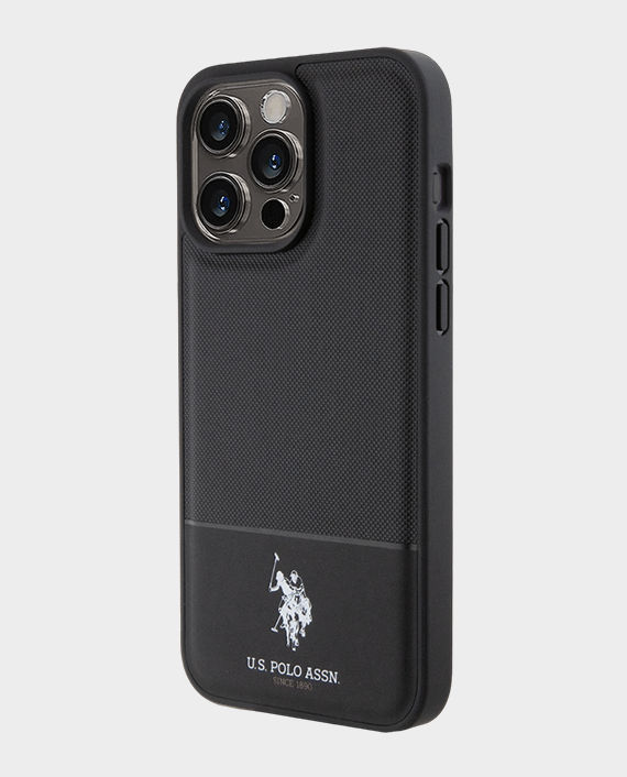 U.S. Polo iPhone 15 Pro PU Leather Mesh Pattern DH Case - Black