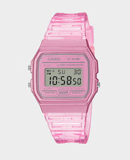 CASIO Classic Digital Watch | Water Resistant | Pink Resin Band with Adjustable Buckle | F-91WS-4DF - Pink