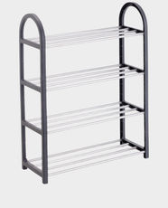 Sirocco 4 Tier Shoe Rack | Open-Shelf Design | Lightweight and Easy to Move | 8-12 Pair Shoe Organize | WR4750 - Grey