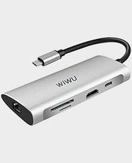 WiWU ALPHA 8 IN 1 USB-C Hub (Type-C | HDMI | Ethernet | SD/Micro SD) in Qatar