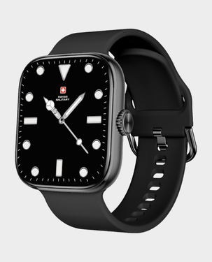 Swiss Military Alps 4 Smartwatch Black with Black Silicon Strap + Swiss Military Victor 3 ENC True Wireless Earbuds - Black
