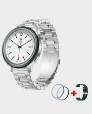 Swiss Military Dom 8 Smartwatch With Premium Silicone Strap And 2 Watch Rings | 1.43-inch AMOLED Display | GPS and Health Tracking | Fitness and Sleep Monitoring | SM-WCH-DOM8-SILF-GRN-RING-STLS - Silver