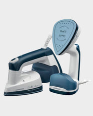 Kenwood 2-in-1 Garment Steamer and Steam Iron | 1000W Power | 180ml Water Tank | Rotary Ceramic Plate | Vertical and Horizontal Ironing | LED Ready Light | GSP40.000WB - White & Blue