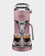 DeLonghi New Dedica Duo Espresso Machine | Advanced Milk Steam Wand and Cold Brew Option | Stainless Steel Material | Touch Control | Icons and LED Display | 15 Bar Pump Pressure | Thermoblock Heating | EC890.PK - Pink