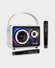 Platinum Apollo Pro Portable Bluetooth Speaker With 2 UHF Wireless Microphones | 80W Peak Sound | 11 Hours Playtime | TWS Support | Deep Bass with DSP | Built-in Power Bank | Bluetooth 5.3 - White