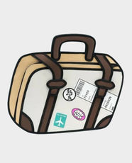 JumpFromPaper Handbag Travel Fever | Polyester | 2D Cartoon Bag | Stylish and Durable | JFP016 - Beige