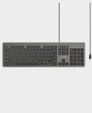 UNITEK SlimTap Ultra Light Wired Keyboard | 104 Keys Full Size Layout | 1.5m USB-A Cable | Plug and Play | Ultra-Slim Silent Scissor Keys | Blue LED Indicators | T052AGY01 - Space Grey
