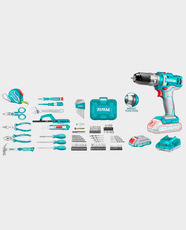 TOTAL 20V Impact Drill Set with 165 Tool Set | 22500 BPM Impact Rate | 2.0Ah Lithium-ion Battery | All-in-One Tool Kit | THKTHP11652 - Turquoise / Multicolour