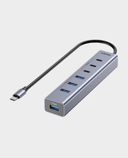 UNITEK uHUB S7+ 7-in-1 USB-C Hub | 3× USB-C 10Gbps + 4× USB-A 5Gbps Ports | LED Indicator | External Power Adapter | Compatible with Windows, macOS and Linux | H1335AGY01-UK - Space Grey