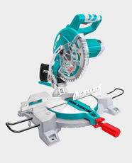 TOTAL 1800W Mitre Saw | 255mm Blade Diameter | 5500 RPM | 45° Mitre and Bevel Cuts | 220-240V | 70 × 140mm Cutting Capacity | TS42152557 - Turquoise/Multicolour