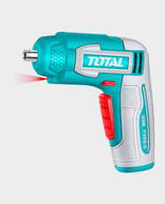 TOTAL 4V Cordless Screwdriver | 4Nm Torque | 240 RPM | 1/4 inch Hex Shank | Integrated LED Work Light | USB-C Charging | TSDLI0458 - Turquoise/Multicolour