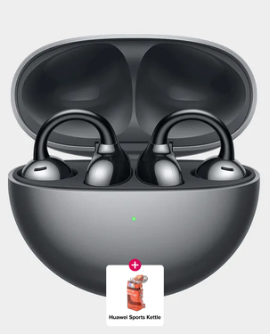 Huawei FreeClip Earbuds | Long Lasting Battery | AI Crystal Clear Sound | IP54 Resistance to Dust & Water (Huawei Sports Kettle) - Black