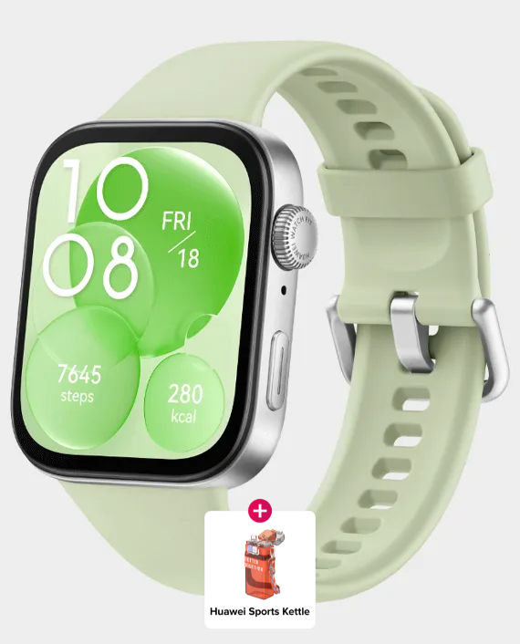 Huawei Watch Fit 3 Smartwatch with 1.82 Inch AMOLED Display / 10 Days Battery Life / 5 ATM Water-Resistant / Fluoroelastomer Strap (Huawei Sports Kettle) - Green