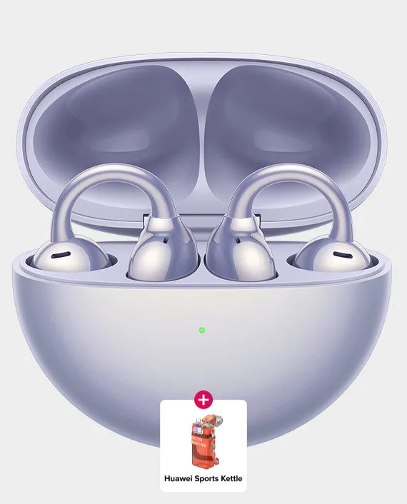 Huawei FreeClip Earbuds | Long Lasting Battery | AI Crystal Clear Sound | IP54 Resistance to Dust & Water (Huawei Sports Kettle) - Purple