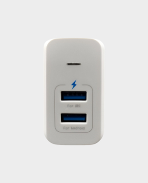 Admos 2-in-1 2 USB Charger and Lightning Cable Travel Kit AM-025 - White