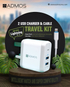 Admos 2-in-1 2 USB Charger and Lightning Cable Travel Kit AM-025 - White
