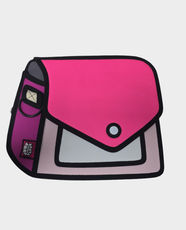 JumpFromPaper Giggle Shoulder Bag | Polyester | Adjustable Strap | 2D Cartoon Pop-Art Design | Dry Clean Only | Capacity for Small Items | JFP-OS284 - Bubblegum Pink