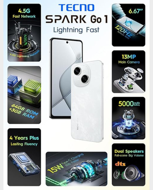 Tecno Spark GO1 4G 3GB 64GB - Startrail Black