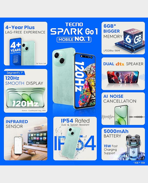 Tecno Spark GO1 4G 3GB 64GB - Magic Skin Green