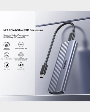 Unitek USB-C M.2 PCIE NVME 10GBPS SSD Enclosur - Space Gray