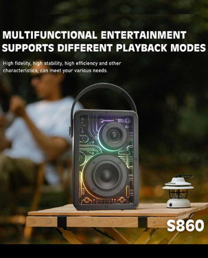 LENYES S860 Wireless Speaker | 80W | Bluetooth 5.3 | 10 Hours Playback | RGB Lighting - Black