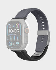 AmazingThing Titan Chrono Silicone Band for Apple Watch 49/46/45mm | Sweat & Water-Resistant | Reinforced Stainless Steel Buckle | UV-Treated Surface - Grey Black