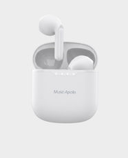 Music Apollo T12 Wireless Stereo Earbuds | 4H Music Playtime | 13mm Driver | Clear Noise Cancelling Microphone | Bluetooth 5.4 | 9447167 - White